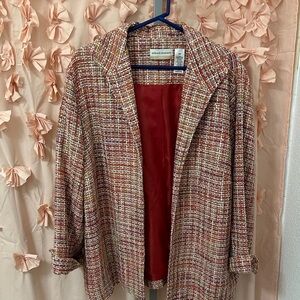 Alfred Dunner Red and White Tweed Blazer